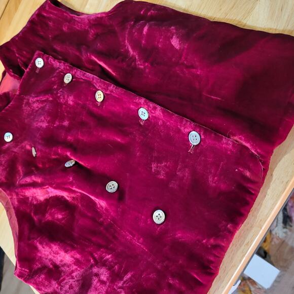 Vintage Red Velvet Double-Breasted Vest - Picture 2 of 7